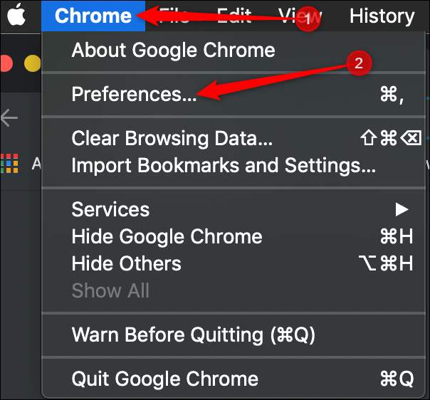 google chrome setting for mac